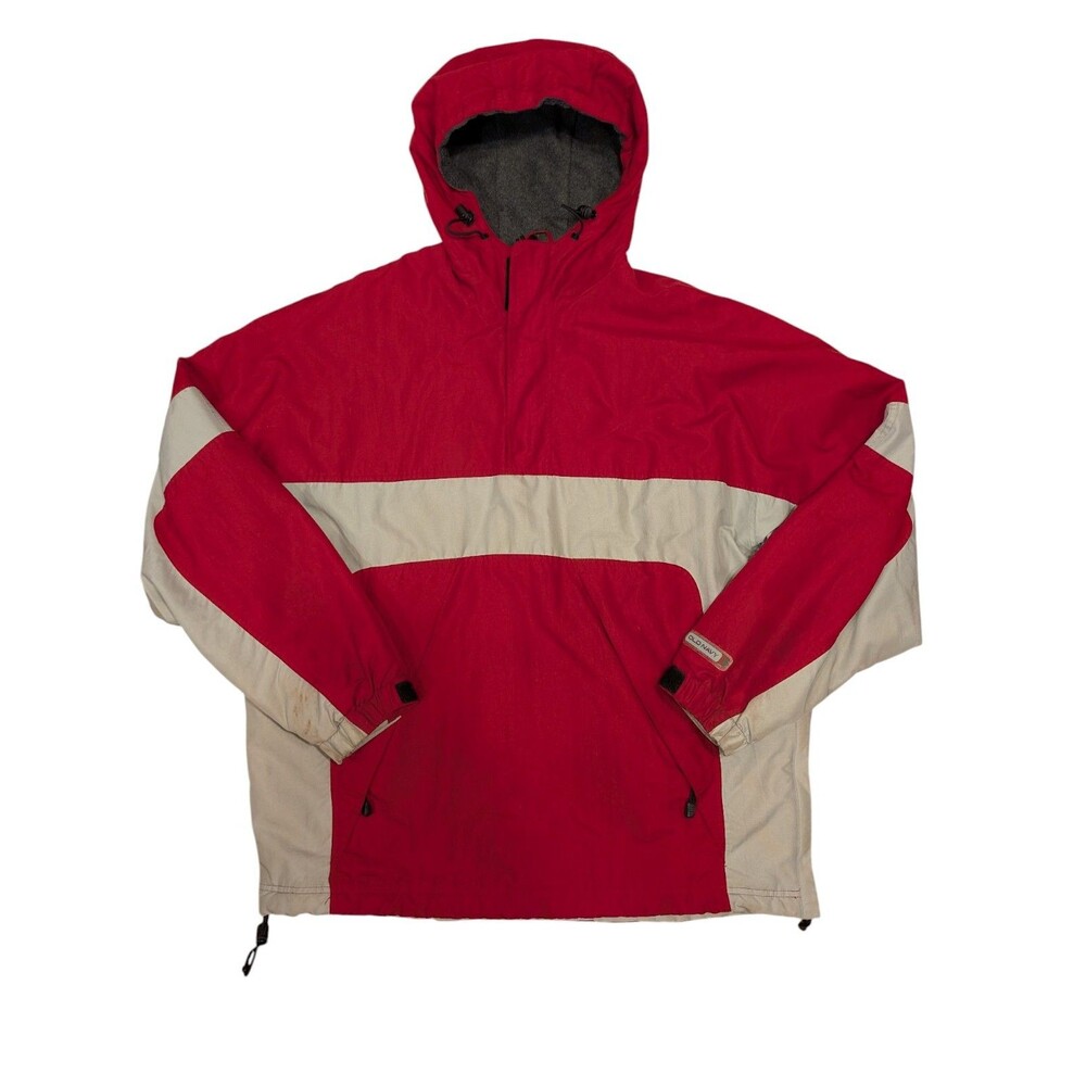 Vintage 90's GAP Jacket Mens L Anorak Pullover Hooded Snowboard Fleece Lined Red